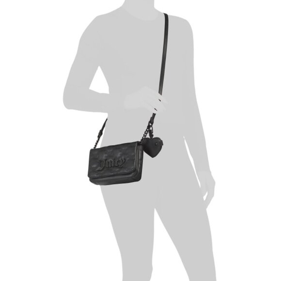 JUICY COUTURE Liquorice Quilted Flap And Magnetic Disc Shoulder Bag - Picture 2 of 2